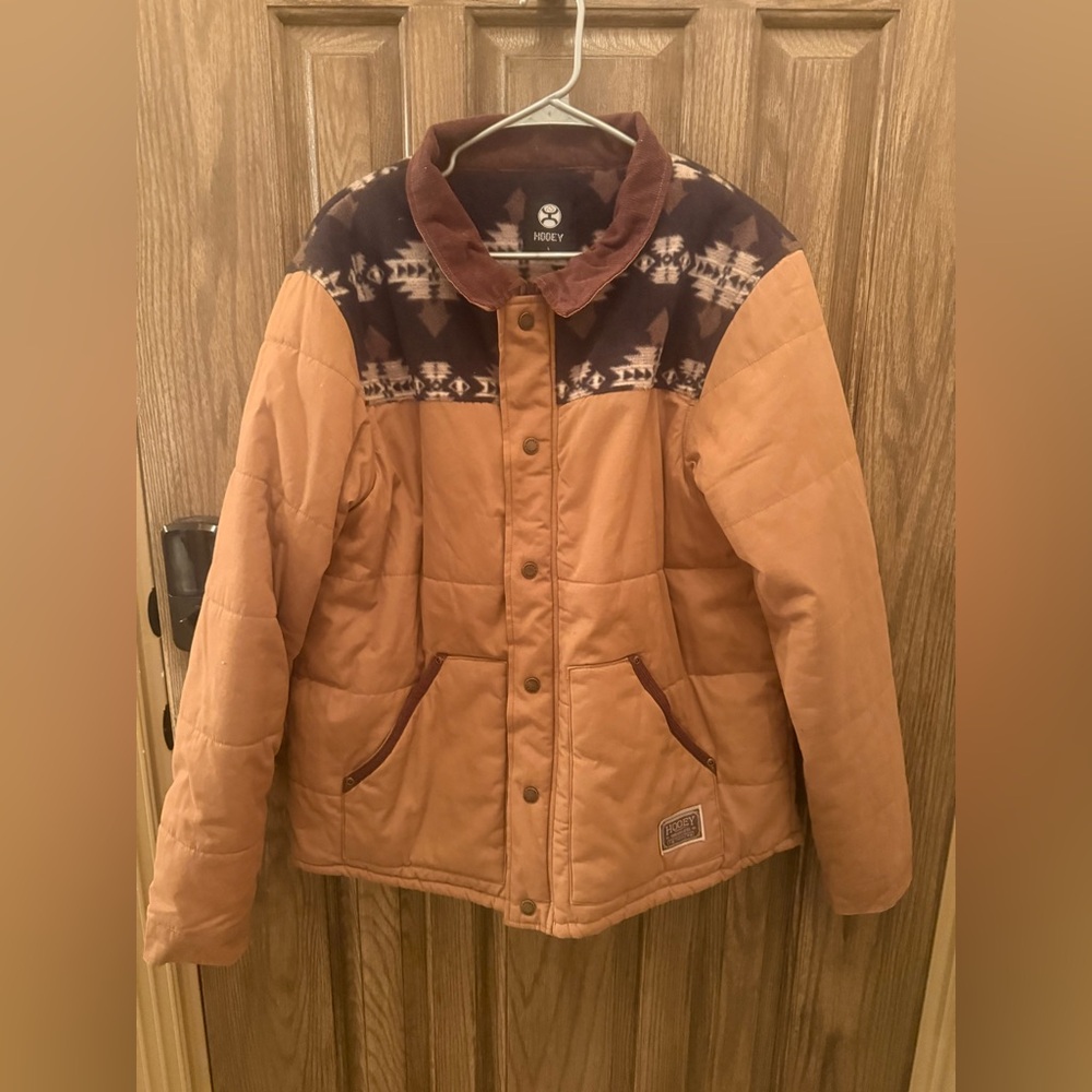 Hooey Mens Jacket Size L Brown Aztec Western Quilted Coat Ranch Rodeo